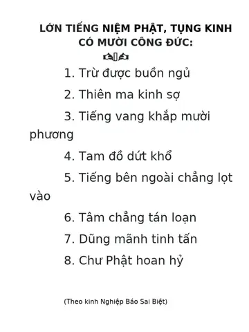 10 Công Đức Niệm Phật Tụng Kinh Lớn Tiếng | Pdf