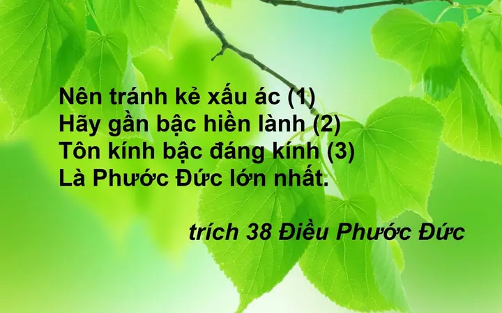Lời Dạy Của Đức Phật : 38 Điều Phước Đức