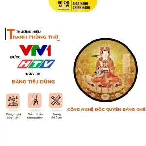 Tranh Trúc Chỉ In Tròn Phật Và Hoa Sen Trời Decornow Dcn-tc285