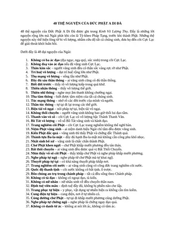 48 Thệ Nguyện Của Đức Phật A Di Đà | Pdf