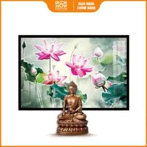 Tổng Quan Về Tranh Đèn Hiện Đại In Ngang Vườn Hoa Sen Hồng Mã Hd80