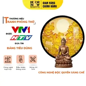 Tranh Trúc Chỉ In Tròn Họa Tiết Hoa Sen Trời Decornow Dcn-tc182