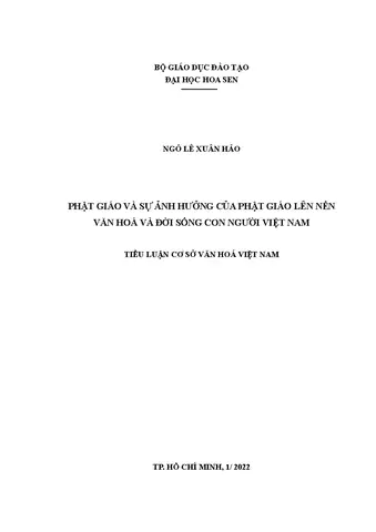 Tiểu Luận Cơ Sở Văn Hóa Việt Nam - 22100140: Ảnh Hưởng ...