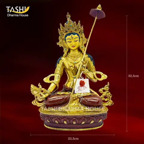 Tượng Bạch Tán Cái Phật Mẫu Vàng Đồng Cao 35 Cm