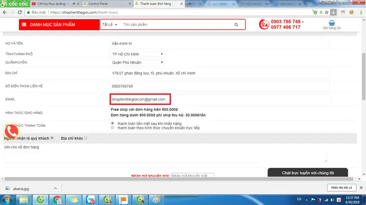 Cách Thức Mua Hàng Trên Web Shoptienthegioi.com