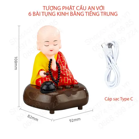 Tượng Phật Cầu An Có Loa Kiêm Phát 6 Bài Tụng Kinh Tiếng Trung, Để Trên Xe Ô Tô, Phòng Riêng Tiện Dụng