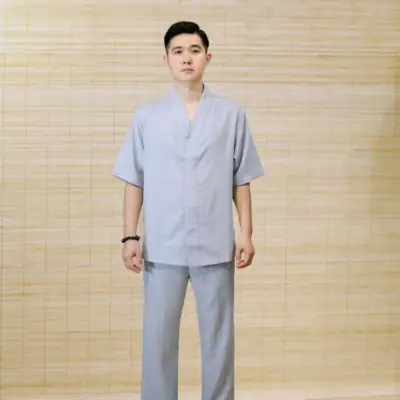 Bộ Nam Bà Lai Vải Linen Màu Xám, Vải Linen, Nhiều Size