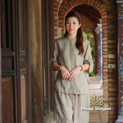 Alternative View Of Bộ Quần Áo Nữ Vải Linen Cao Cấp Màu Xám