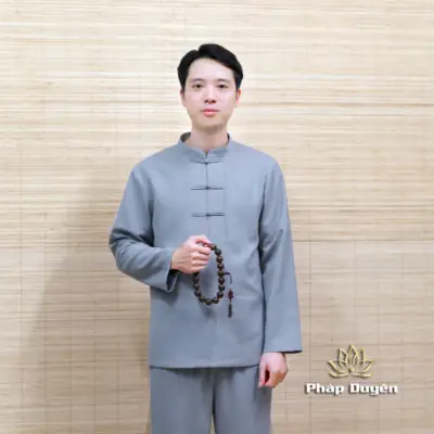 Alternative View Of Bộ Phật Tử Nam Đi Chùa Thiện Minh, Vải Thô Đũi Màu Xám Cao Cấp, Nhiều Size