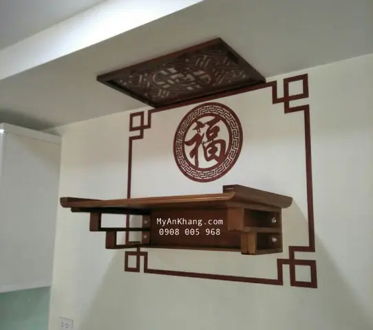 Bàn Thờ Phật Treo Tường Cuộn Chữ Phúc