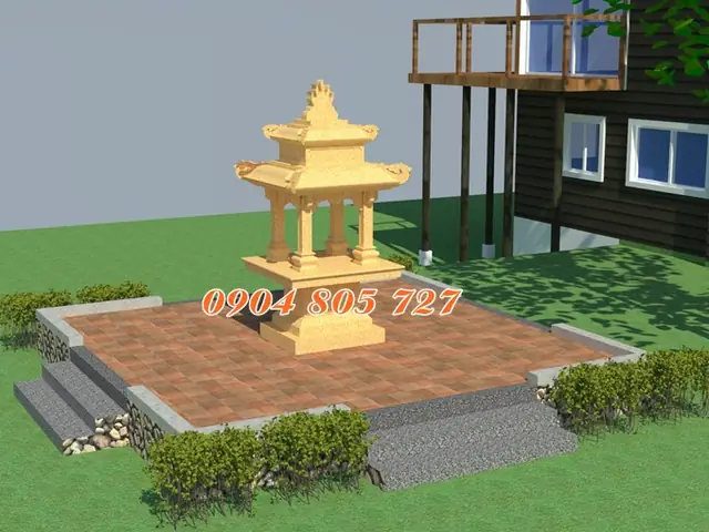 Mẫu Bàn Thờ Phật 4 Mặt Thái Lan Bằng Đá Vàng