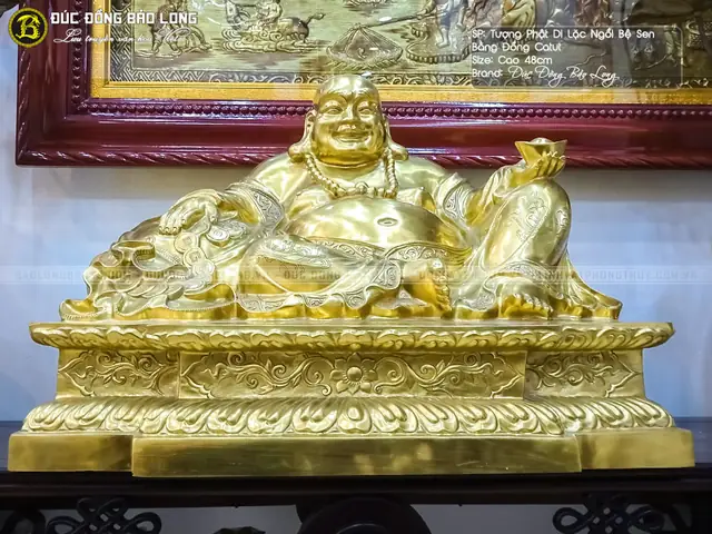 Tượng Phật Di Lặc Gánh Tiền Cưỡi Long Quy Tượng Trưng Cho May Mắn, Trường Thọ