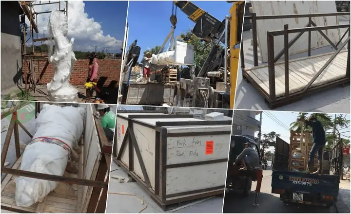 Qui Trình Lắp Đặt Một Bức Tượng Quan Âm Bằng Đá Cho Khách Hàng