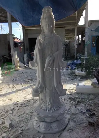 Mẫu Tượng Quan Âm Đứng Bằng Đá Giá Tốt