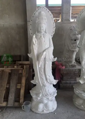 Mẫu Tượng Quan Âm Đứng Bằng Đá Giá Tốt