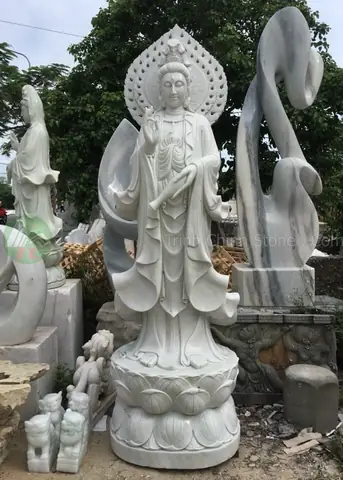 Mẫu Tượng Quan Âm Đứng Bằng Đá Giá Tốt