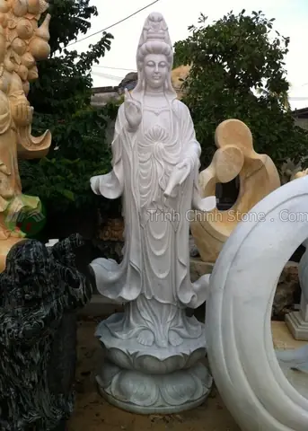 Mẫu Tượng Quan Âm Đứng Bằng Đá Giá Tốt