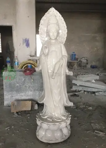Mẫu Tượng Quan Âm Đứng Bằng Đá Giá Tốt