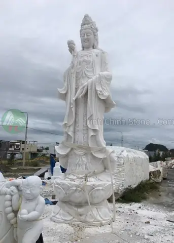 Mẫu Tượng Quan Âm Đứng Bằng Đá Giá Tốt