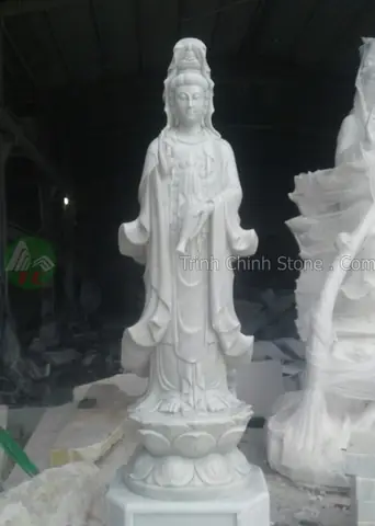 Mẫu Tượng Quan Âm Đứng Bằng Đá Giá Tốt