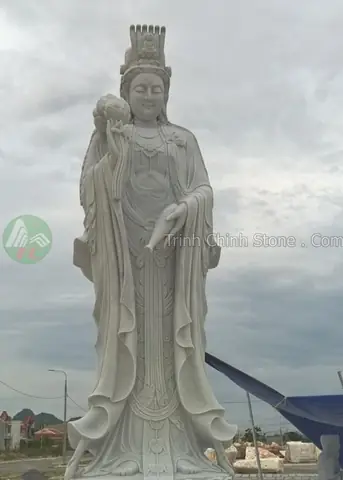 Mẫu Tượng Quan Âm Đứng Bằng Đá Giá Tốt
