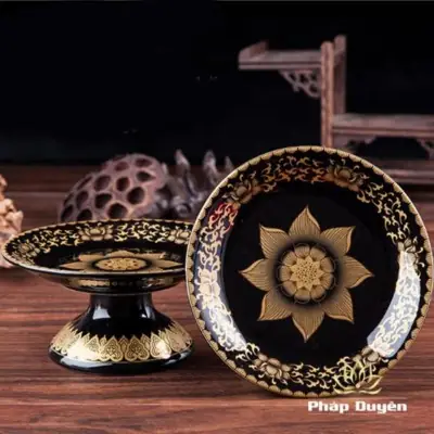 Alternative View Of Bộ Đồ Thờ Gốm Màu Đen Hoa Sen Vàng, Nhiều Kích Cỡ