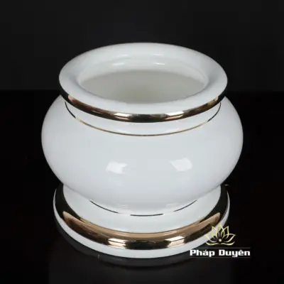 Alternative View Of Bộ Đồ Thờ Sứ Trắng Viền Vàng, Nhiều Kích Thước