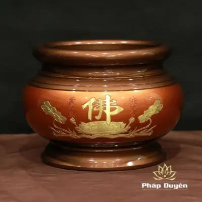 Alternative View Of Bộ Đồ Thờ Hoa Sen Chữ Phật Đồng Đỏ