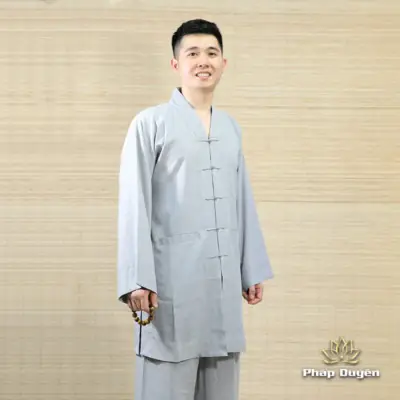 Alternative View Of Bộ Pháp Phục Đi Chùa Nam La Hán Nút Tàu, Màu Xám, Nhiều Size