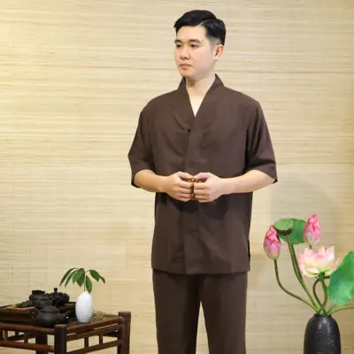 Bộ Nam Bà Lai Vải Linen Màu Nâu Đen, Nhiều Size