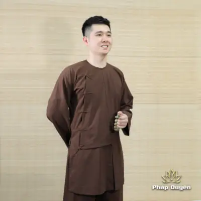 Alternative View Of Bộ Pháp Phục Lễ Chùa Vạt Hò Thô Đũi Phật Tử Nam Đi Lễ Chùa, Màu Nâu, Nhiều Size