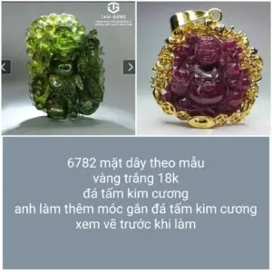 Mặt Phật Di Lặc Đá Quý Saphia Xanh - Tahi 6782