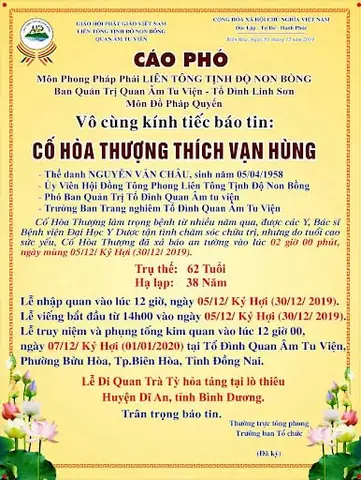 Mẫu Cáo Phó Theo Đạo Phật
