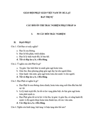 50 Câu Hỏi Ôn Thi Trắc Nghiệm Phật Pháp | Pdf