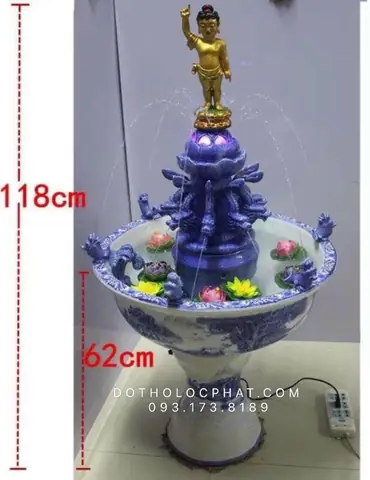 Chậu Tắm Tượng Phật Đản Sanh Bằng Gốm Xanh