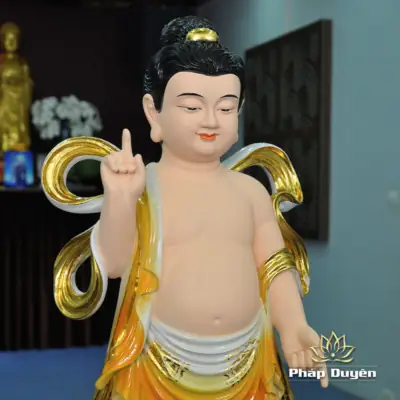 Alternative View Of Tượng Đản Sanh Đế Mây Bằng Composite Sơn Màu, Cao 70cm