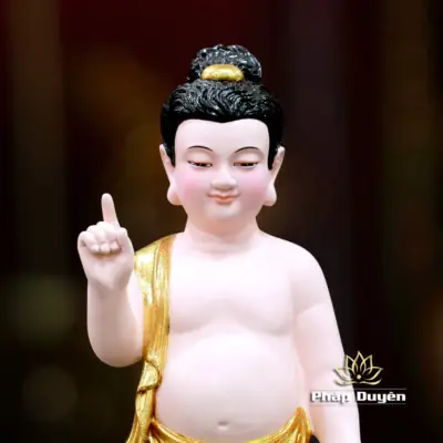 Alternative View Of Tượng Phật Đản Sanh Liên Hoa, Chất Liệu Composite Dát Vàng, Cao 40cm