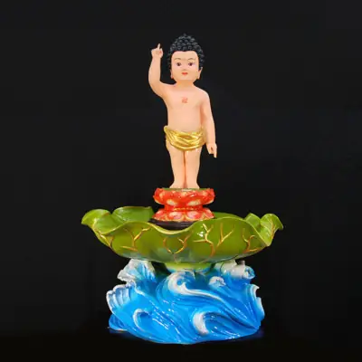 Chậu Tắm Phật Đản Sanh Lá Sen, Chất Liệu Composite, Cao 42cm Rộng 80cm