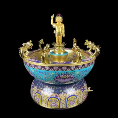 Chật Tắm Phật Đản Sanh, Bằng Hợp Kim Đồng Vẽ Hoa, Nhiều Kích Thước
