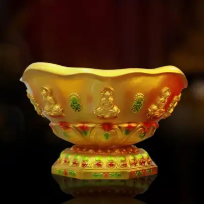 Chậu Tắm Phật Hoa Sen Viền Nổi Size Trung, Chất Liệu Composite (giá Chưa Bao Gồm Tượng)