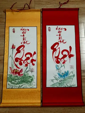 Liễn Thư Pháp 30x80 Cm Chữ Nam Mô A Di Đà Phật