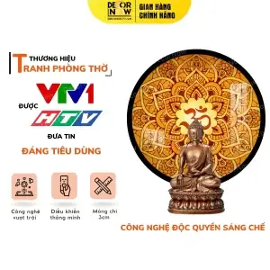 Tranh Trúc Chỉ In Tròn Chữ Om Mani Padme Hum Họa Tiết Mandala Decornow Dcn-tc228