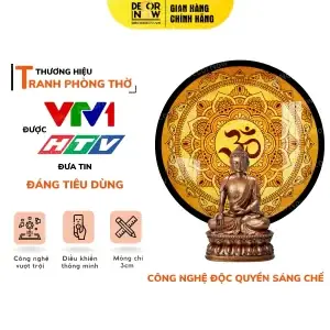 Tranh Trúc Chỉ In Tròn Chữ Om Mani Padme Hum Họa Tiết Mandala Decornow Dcn-tc226