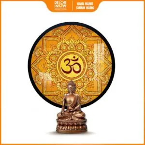 Tranh Trúc Chỉ In Tròn Mandala Chữ Om Mani Padme Hum Tc224