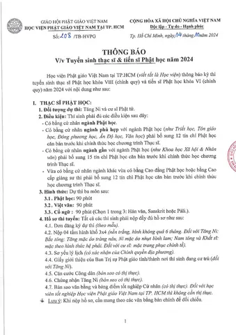 Học Viện Pgvn Tại Tp.hcm Tuyển Sinh Thạc Sĩ, Tiến Sĩ Phật Học Năm 2024