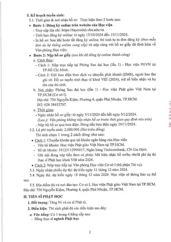 Học Viện Pgvn Tại Tp.hcm Tuyển Sinh Thạc Sĩ, Tiến Sĩ Phật Học Năm 2024