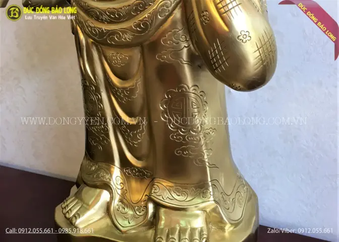 Tượng Phật Di Lặc Đứng Vác Gậy Như Ý Bằng Đồng Catut