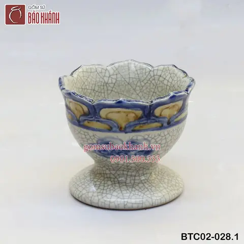 Cốc Đựng Phật Thủ Men Rạn Đắp Nổi