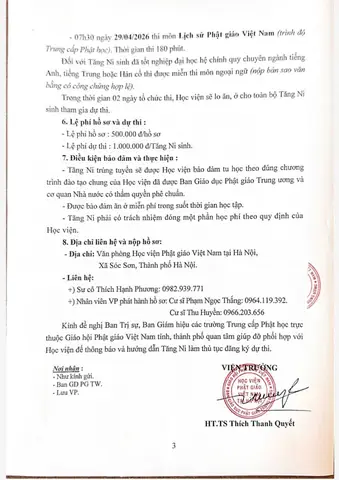 Học Viện Phật Giáo Việt Nam Tại Hà Nội Thông Báo Tuyển Sinh Hệ Cử Nhân Phật Học Khóa X (2026-2030)