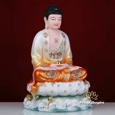 Alternative View Of Tượng Phật A Di Đà Dáng Ngồi Đế Non Nước, Bột Đá Áo Cam, Nhiều Kích Thước